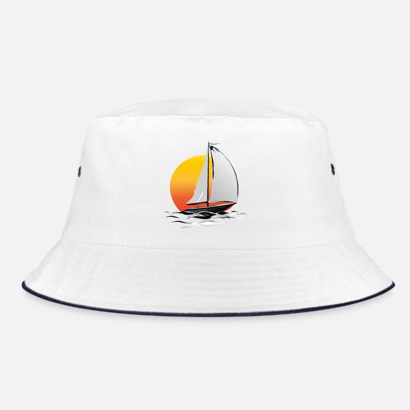Segler mit Sonne - Bucket Hat - Weiß/Navy