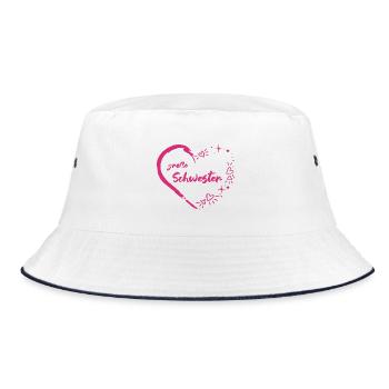 große Schwester rosa pink Herz - Bucket Hat - Weiß/Navy - Vorne