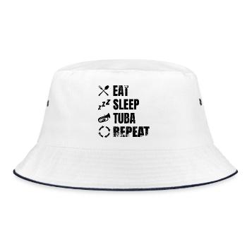 Tuba Tägliche Routine - Bucket Hat - Weiß/Navy - Vorne