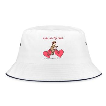 paresseux chevauchant un vélo en forme de coeur Saint-Valentin - Bob - blanc/marine - Devant