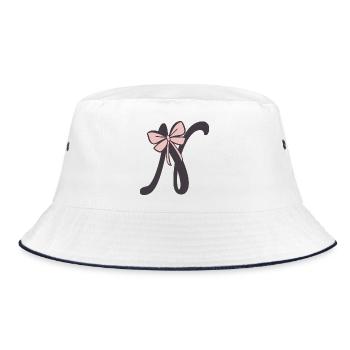 Initial Letter N Ribbon - Bucket Hat - white/navy - Front