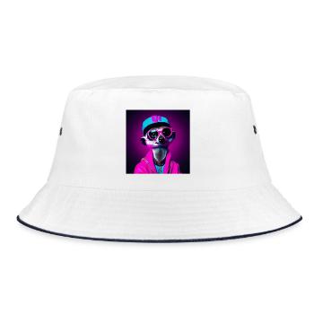 meerkat, meerkat humor, funny meerkat - Bucket Hat - white/navy - Front