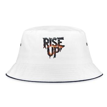 Feuriger Stempel mit Lava-Effekt - Bucket Hat - Weiß/Navy - Vorne