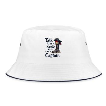 Talk Like a Pirate, Walk Like a Captain - Bucket Hat - white/navy - Front