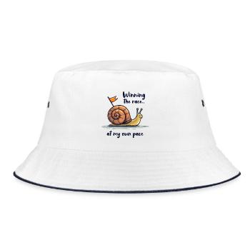 Escargot avec drapeau « Gagner la course » - Bob - blanc/marine - Devant