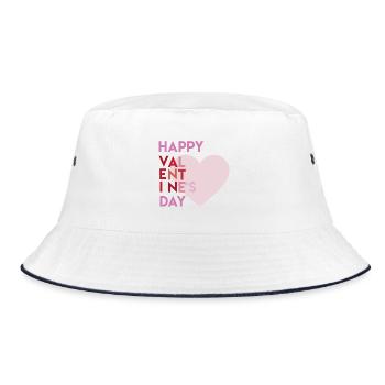 Happy Valentines Day - Bucket Hat - Weiß/Navy - Vorne