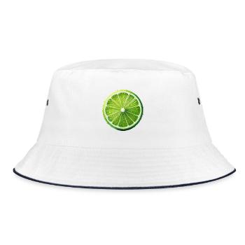 Limette - Bucket Hat - Weiß/Navy - Vorne