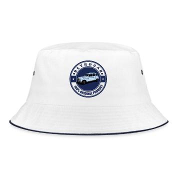 Retro-Auto - Bucket Hat - Weiß/Navy - Vorne