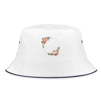 Rustic flower wreath, customizable - Bucket Hat - white/navy - Front