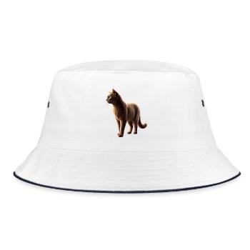 Katze Realistisch - Bucket Hat - Weiß/Navy - Vorne