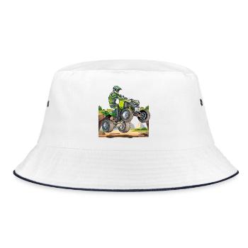Motocross, Quad im Gelände - Bucket Hat - Weiß/Navy - Vorne