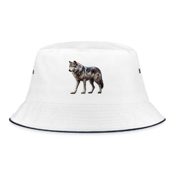 Wolf - Bucket Hat - Weiß/Navy - Vorne