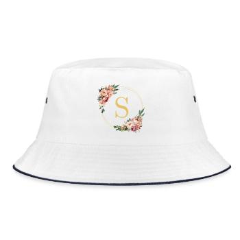 S monogramme, Couronne de fleurs, Personnalisable - Bob - blanc/marine - Devant