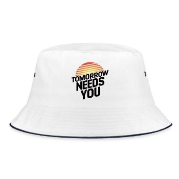 Tomorrow Needs You - Bucket Hat - white/navy - Front