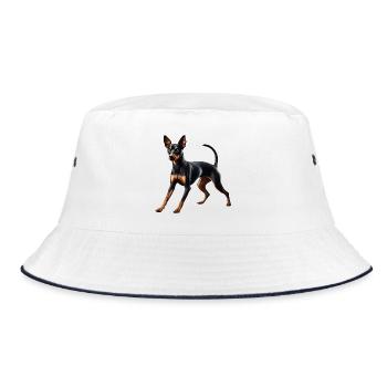 Hund Pinscher - Bucket Hat - Weiß/Navy - Vorne