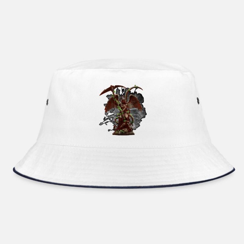 Engelstatue, Ranken, gothic design - Bucket Hat - Weiß/Navy