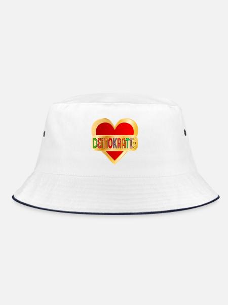 DEMOKRATIE WÄHLEN HERZ - Bucket Hat - Weiß/Navy