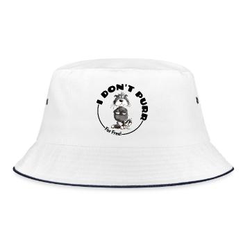 Grumpy I Don't Purr Cat Saying Cats - Bucket Hat - white/navy - Front