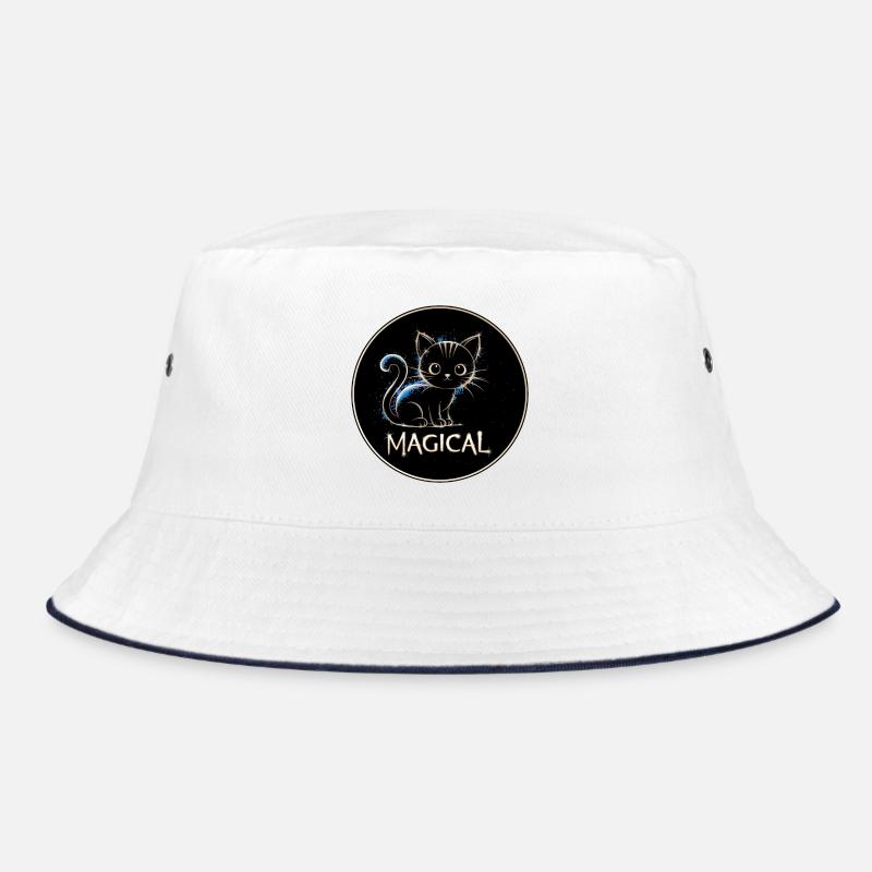 Magische Katze - Bucket Hat - Weiß/Navy