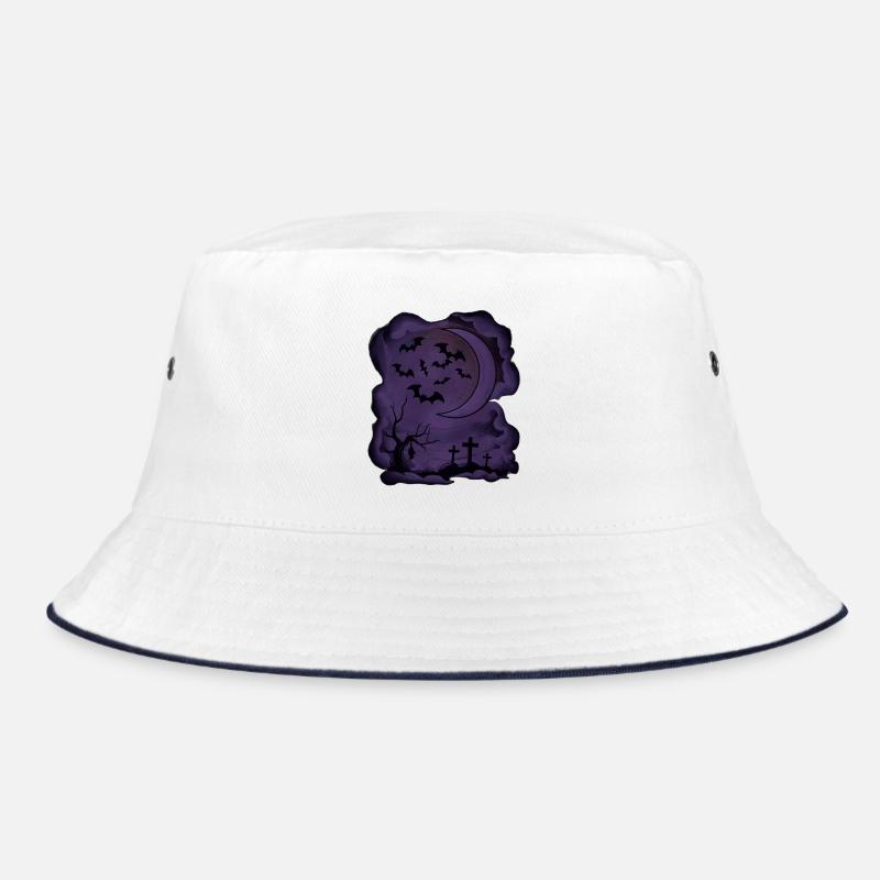 Fledermäuse, Mondsichel, Gräber, Bäume Bucket Hat