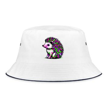 Hedgehog - Bucket Hat - white/navy - Front