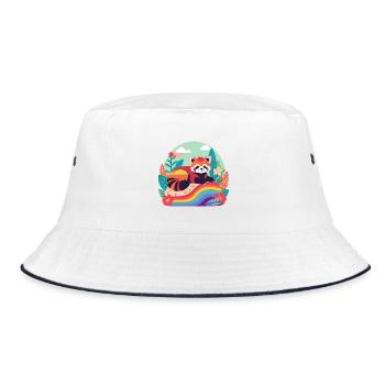 Regenbogenpanda in Ruhe - Bucket Hat - Weiß/Navy - Vorne
