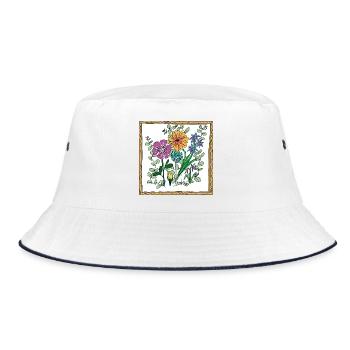 Blumen, Blüten und Pflanzen - Bucket Hat - Weiß/Navy - Vorne