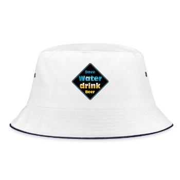 Save Water Drink Beer Shield Design - Bucket Hat - white/navy - Front