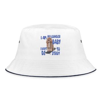 Skater Dog Meme – No Longer Baby - Bucket Hat - white/navy - Front