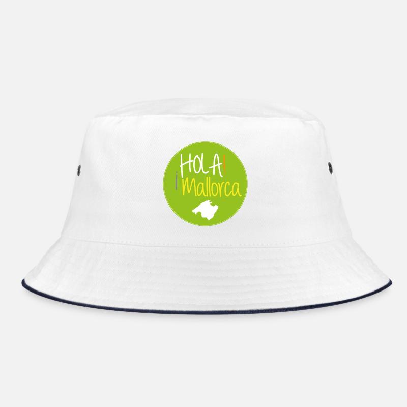 ¡HOLA! Mallorca (beidseitig) - Bucket Hat - Weiß/Navy