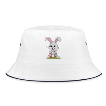 Osterhase - Bucket Hat - Weiß/Navy - Vorne