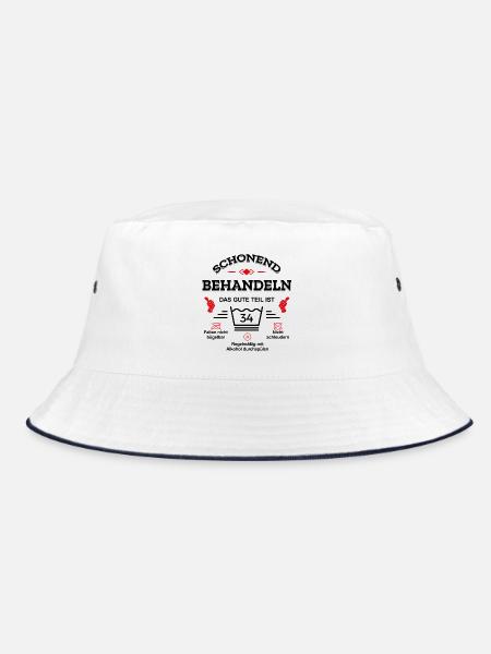 SCHONEND BEHANDELN 34. GEBURTSTAG - Bucket Hat - Weiß/Navy - Vorne