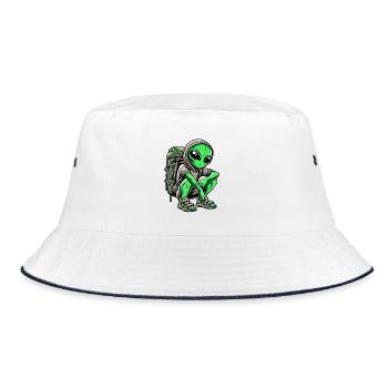 Alien Backpacker Design - Bucket Hat - Weiß/Navy - Vorne