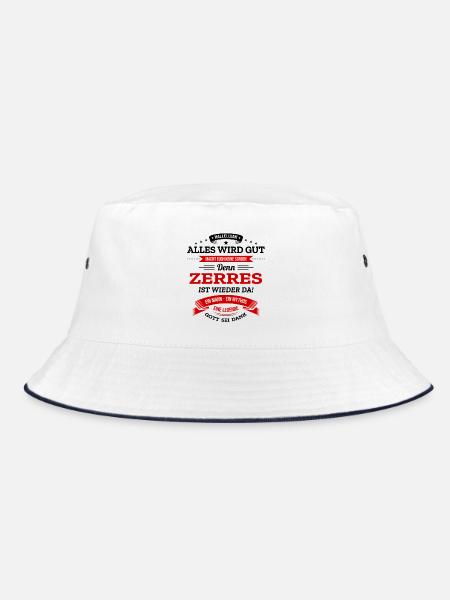 ALLES WIRD GUT, DIE LEGENDE ZERRES IST DA - Bucket Hat - Weiß/Navy - Vorne