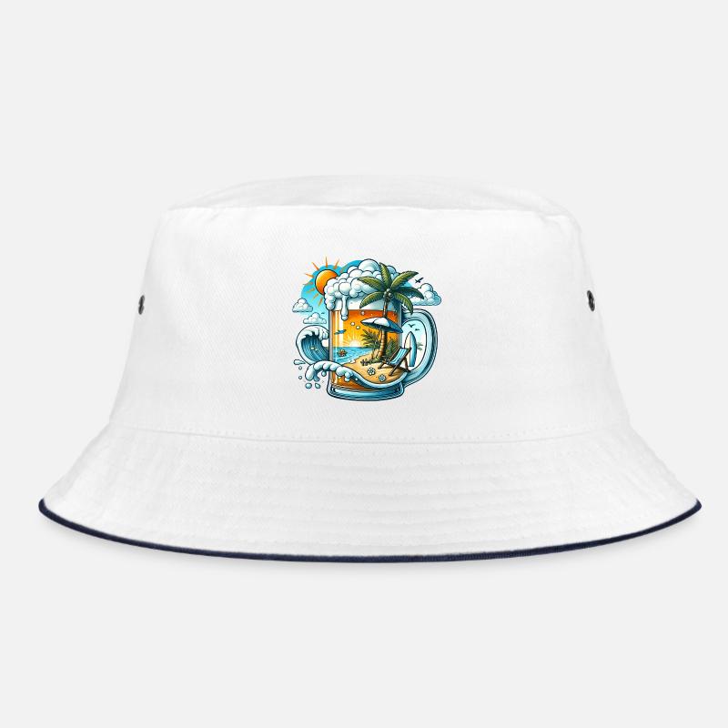 Bier & Strand – Der perfekte Urlaub Bucket Hat