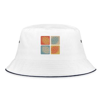Flaming Skull – Biker & Rocker Style - Bucket Hat - white/navy - Front