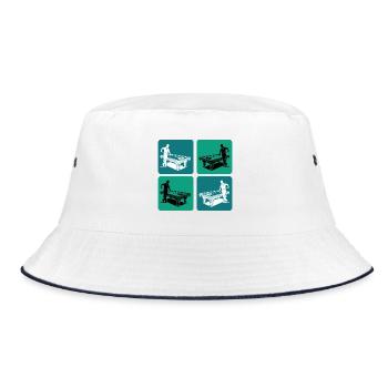 Vintage Billard Spieler - Bucket Hat - Weiß/Navy - Vorne