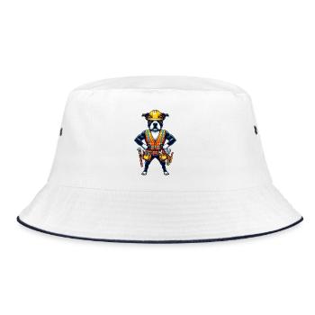 Bostie Bauarbeiter - Bucket Hat - Weiß/Navy - Vorne
