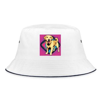 Comic Dog - Golden Retriever - Bucket Hat - white/navy - Front