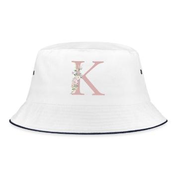 K Monogram, Floral, Personnalisable - Bob - blanc/marine - Devant