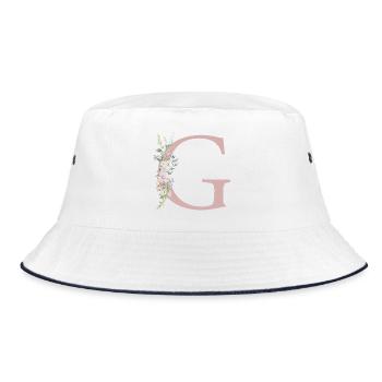 G Monogram, Floral, Personnalisable - Bob - blanc/marine - Devant