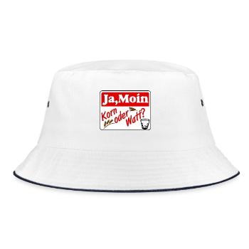 grain , party , wheat grain ,Yes moin grain or watt - Bucket Hat - white/navy - Front
