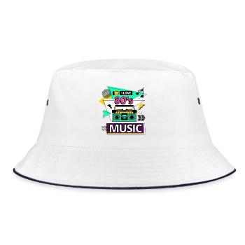 I Love 80s 80s Music Ghetto Blaster Party - Bucket Hat - white/navy - Front