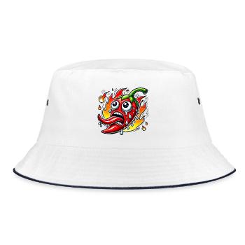Ultra Scharfe Chili - Bucket Hat - Weiß/Navy - Vorne