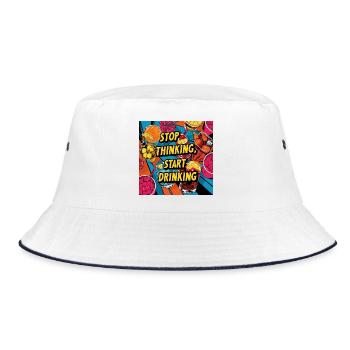 Cocktails mit Humorvollen Text - Bucket Hat - Weiß/Navy - Vorne
