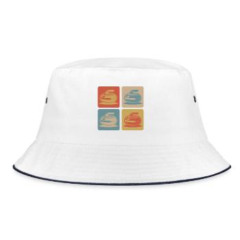 Curling Vintage Design - Bucket Hat - white/navy - Front