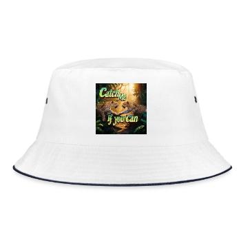 Leopard The Hunt Unfolds "Catch me if you can" - Bucket Hat - white/navy - Front