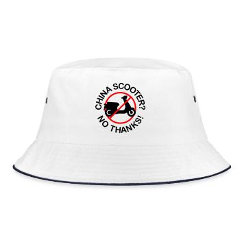 China Scooter? No Thanks! (2-farbig) - Bucket Hat - Weiß/Navy - Vorne