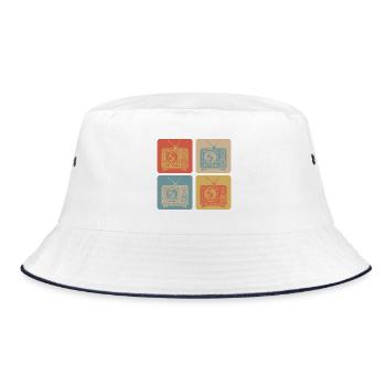 Retro TV – Vintage Klassiker - Bucket Hat - Weiß/Navy - Vorne