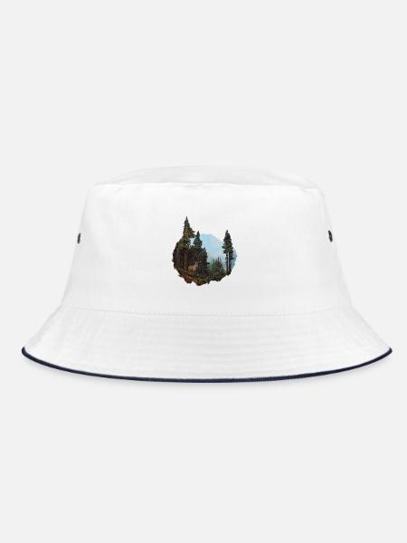 Der majestätische Hirsch – König des Wildwaldes - Bucket Hat - Weiß/Navy
